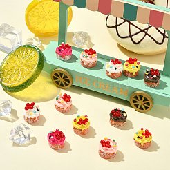 40 décoration de gâteau aux fraises en résine bicolore&nbsp;DJEW-CJ0001-20