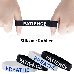 32 Stück 2 Farben Wort Silikon Schnur Armbänder Set Armband&nbsp;BJEW-GF0001-17