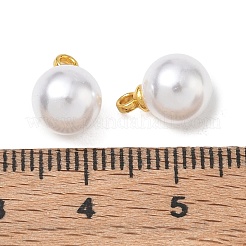 Colgantes de perlas de imitación de latón y plástico ABS&nbsp;PL-CBABB5B-01A-G