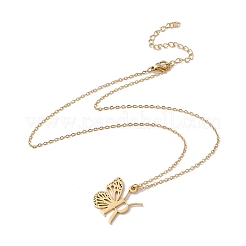 Lettre initiale avec collier pendentif papillon&nbsp;LS-NJEW-C026-01G-R