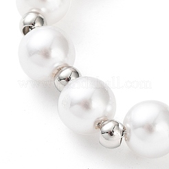 Braccialetto con perline rotonde di perle di plastica&nbsp;BJEW-F463-02P
