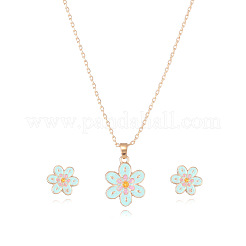 Conjuntos de pendientes y collares colgantes con esmalte de aleación de flores para mujer&nbsp;FS-WGF7764-02