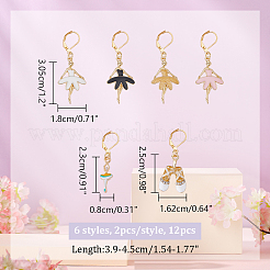 12 pz 6 stili di ballerina e scarpe segnapunti pendenti in lega di smalto&nbsp;HJEW-NB00035