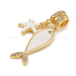Pendentifs en laiton micro pavé de zircones cubiques transparentes&nbsp;CU-CBA30E8-07G-02