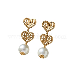 Orecchini pendenti a perno in ottone e plastica con perle&nbsp;WGE9714-01