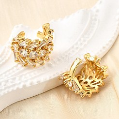 Orecchini a polsino in zircone chiaro con micro pavè di ottone&nbsp;EJEW-K309-05G