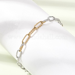 4 mm zweifarbige Armbänder aus strukturiertem Edelstahl 304 mit Büroklammer-Design für Damen und Herren&nbsp;SA-CBAB767-08GP