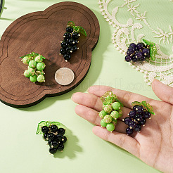 6 Stück 3 Stile natürlicher schwarzer Onyx (gefärbt und erhitzt) & natürlicher Amethyst & synthetischer Imperialjaspis&nbsp;PALLOY-TA00335