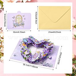 Cartes de vœux pop-up 3D en forme de cœur avec bouquet de papillons&nbsp;AJEW-FZC0001-06