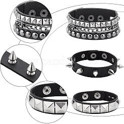 3 pz braccialetti in cordino di pelle sintetica stile punk&nbsp;BJEW-WH0014-076B