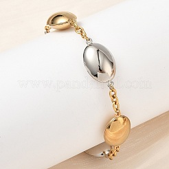 Pulseras de eslabones ovalados bicolor de acero inoxidable 304 para mujer&nbsp;BJEW-A169-12GP