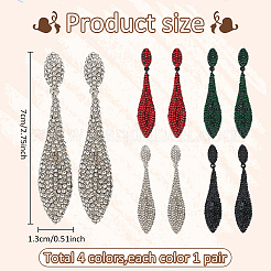 4 Paar 4-farbige Strass-Ohrstecker in Tropfenform&nbsp;EJEW-AN0004-73