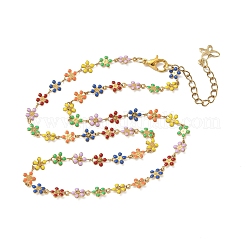 Collane da donna con catena a maglie colorate a girasole in acciaio inossidabile 304 smaltato.&nbsp;NJEW-JN06104
