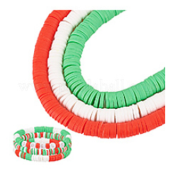 3 Strang 3 Farben flache runde handgemachte Polymer Clay Perlen&nbsp;CLAY-PH0001-97