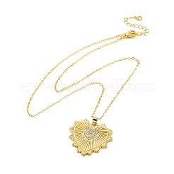 Halsketten mit Herzanhänger aus Messing mit Mikropflaster und klarem Zirkonia für Damen&nbsp;LS-NJEW-S438-07C-G