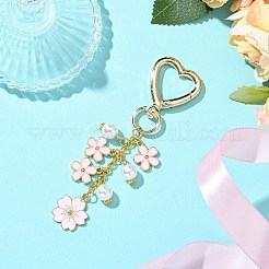Portachiavi in lega di smalto con perla in plastica ABS&nbsp;KEYC-JKC01098