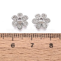 Messing Micro Pave klare Zirkonia Perlenkappen&nbsp;KK-Q071-08P-02