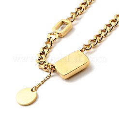 Halskette mit rechteckigem und Strass-Anhänger&nbsp;NJEW-P229-17A