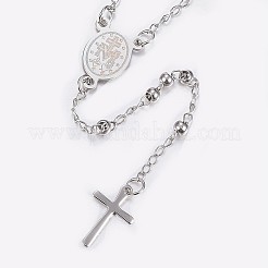 Collane di perline di rosario in acciaio inossidabile 304 anti-ossidazione&nbsp;X-NJEW-I205-14P
