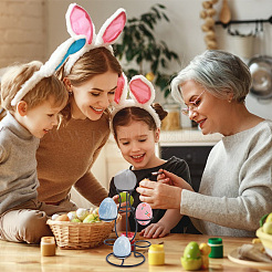 Présentoirs pour œufs de Pâques en fer à 7 fente&nbsp;ODIS-WH0058-21B-EB