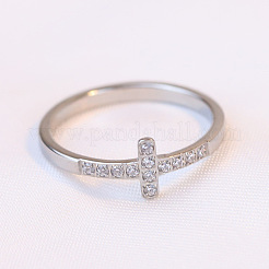 Kreuz Edelstahl Micro Pave klare Zirkonia Fingerringe für Frauen&nbsp;FS-WG88B59-02