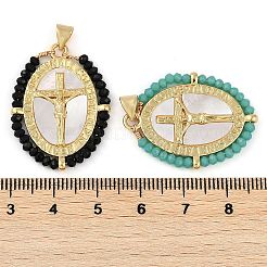 Pendentifs en croix de Jésus en laiton plaqué or&nbsp;KK-U032-01G-B