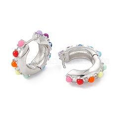 Boucles d'oreilles créoles en perles de résine colorées&nbsp;EJEW-P215-04P
