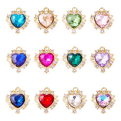 24 Stück 12 Farben Legierung Strass Anhänger&nbsp;FIND-TA0006-68