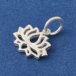 925 dije de flor de loto de plata esterlina con anillos de salto&nbsp;FIND-U013-02S-03