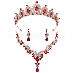 Collana con ciondolo a forma di goccia e luna in lega di strass e orecchini pendenti e cerchietti a corona&nbsp;FS-WG0A8BD-05