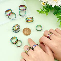 14 Stück Unisex-Fingerring-Set aus Edelstahl in 7 Größen mit Rillen&nbsp;RJEW-UN0002-65MC