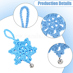 12 pendentif décoratif en forme de flocon de neige en coton de 4 couleurs&nbsp;HJEW-GF0001-70