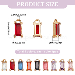 36 Stück 9 Farben goldene Messing Micro Pave Zirkonia Charms&nbsp;KK-PH0010-99