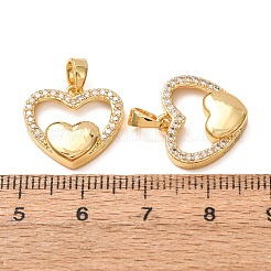 Pendentifs en laiton micro pavé de zircone cubique transparent pour la saint-valentin&nbsp;CU-K002-26A-G