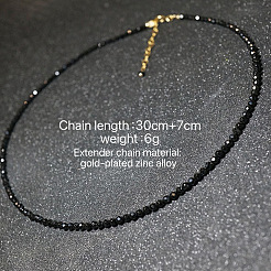 Colliers ras du cou en perles rondelles facettées en verre avec chaînes d'extrémité en alliage de zinc&nbsp;BU2410-1