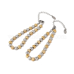 Zweifarbige Armbänder aus Edelstahl 304 mit Mikropavé-Fassung und klaren Zirkonia-Perlen&nbsp;SA-CBAB122-02A
