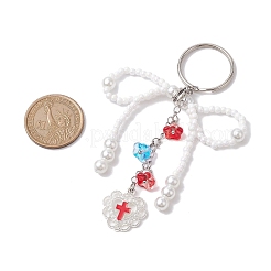Porte-clés en perles de rocaille de verre&nbsp;KEYC-MZ00001-01