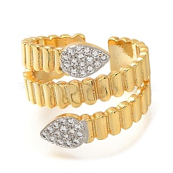 Offene Manschettenringe aus Messing mit Mikropflaster und Zirkonia für Damen&nbsp;RJEW-M022-18G