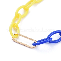 Personalisierte zweifarbige abs kunststoff kabelkette halsketten&nbsp;X-NJEW-JN02825-05