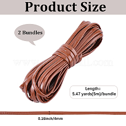 2 manojo de cordón trenzado plano de cuero sintético&nbsp;OCOR-CL0001-18A