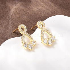 Boucles d'oreilles à tige en laiton micro pavées de zircones cubiques transparentes infinies&nbsp;EJEW-F400-13G
