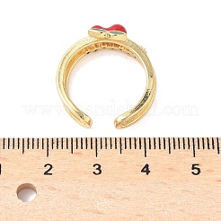 Verstellbare Manschettenringe aus Messing mit Mikropflaster und klarem Zirkonia-Emaille für Damen&nbsp;RJEW-G350-01F-G