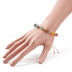 Bracelet coulissant à maillons tressés en pierres précieuses naturelles et synthétiques&nbsp;BJEW-TA00137-02