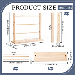 Abnehmbarer 3-stufiger Armband-Organizer-Ausstellungsturm aus Holz&nbsp;ODIS-WH0043-262B