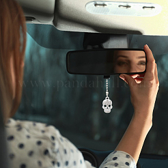 Decorazione pendente per auto con strass in lega di teschio&nbsp;HJEW-AB00406
