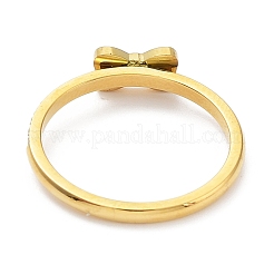 Ionenplattierung (IP) 304 Edelstahl Bowknot Fingerring mit Zirkonia&nbsp;RJEW-K224-15G