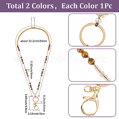 Porte-badge rétractable en pierre de sang africaine naturelle&nbsp;HJEW-SC00158