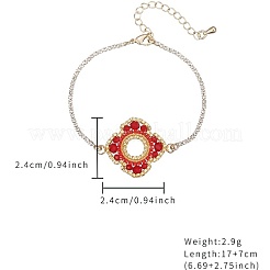 Armband mit Blumengliedern aus Glassamenperlen und goldenen Edelstahlketten&nbsp;EZ8902-3