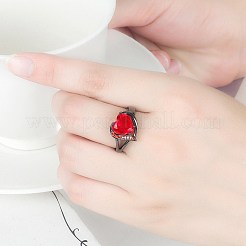 Herzförmige Fingerringe aus Messing mit Mikropflaster und Zirkonia&nbsp;FS-WG4D14B-01