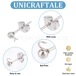 100 pz 304 acciaio inossidabile perno a sfera orecchini&nbsp;STAS-UN0056-35